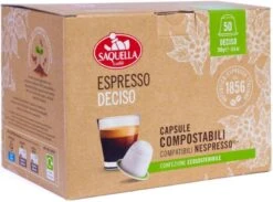 Saquella Espresso Deciso Compostable Nespresso-Compatible Coffee Capsules 50 Pcs